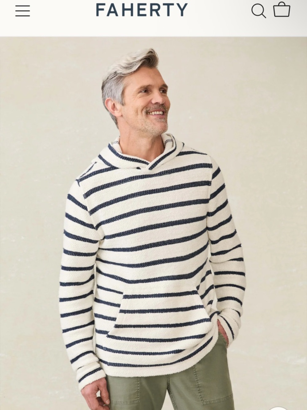 NWT Men’s Whitewater Hoodie - Boothbay Stripe, size large